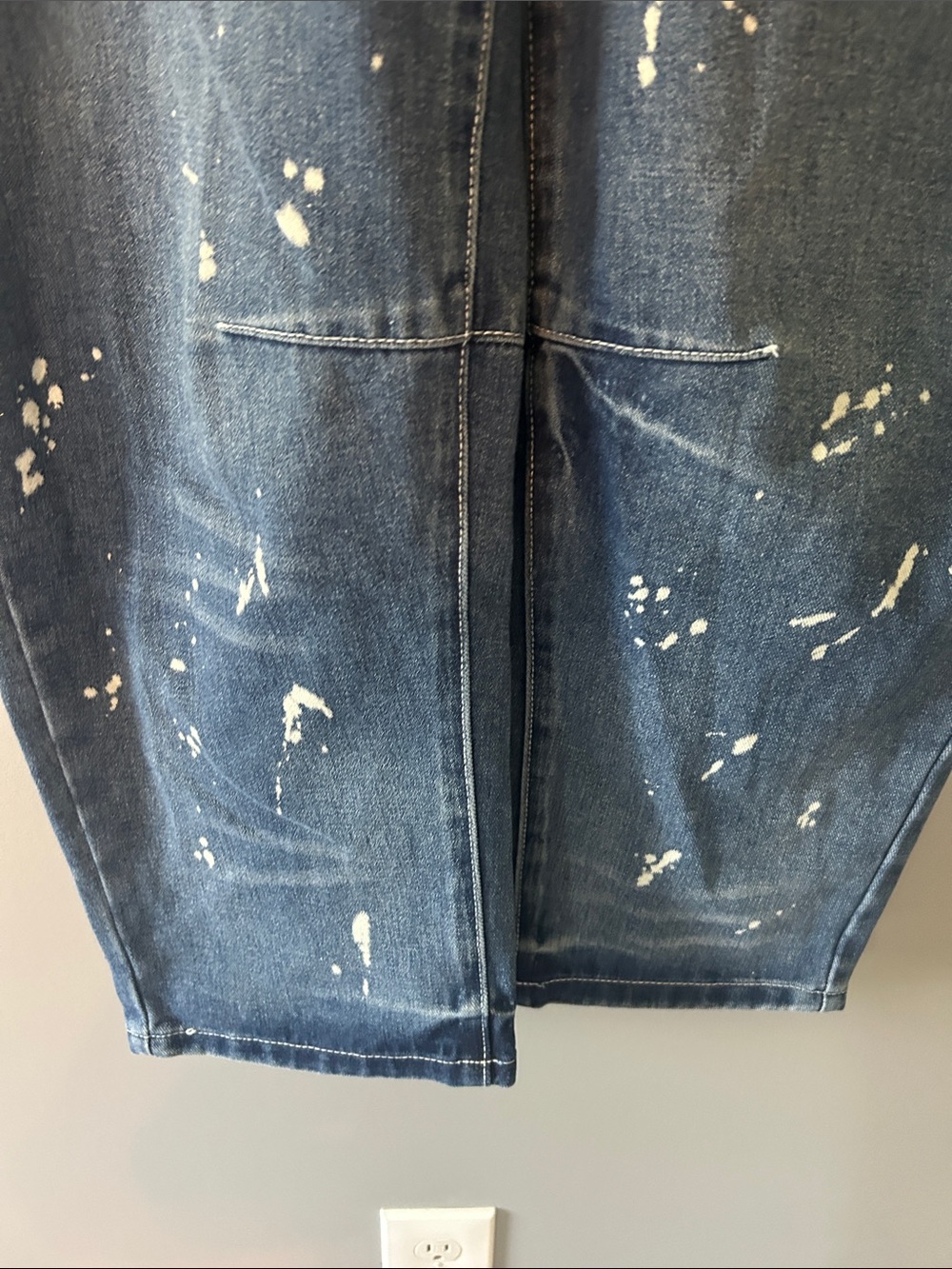 Women’s Dark Blue Paint-Splatter Jeans - Picture 3 of 4